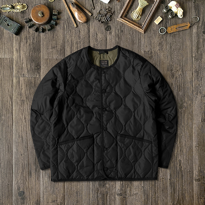 taobao agent Japanese black velvet keep warm retro jacket, feather stuffing