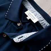 Hoa tươi kinh doanh khảm hoa gió hai mặt vải mercerized ve áo ngắn tay áo POLO cỡ lớn nam T080 - Polo