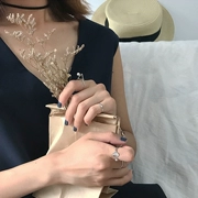 Nhật Bản và Hàn Quốc thiết kế nhẫn ngọc trai hình học kết hợp bộ phiên bản nữ Hàn Quốc của chiếc nhẫn cá tính mở vòng sinh viên 600