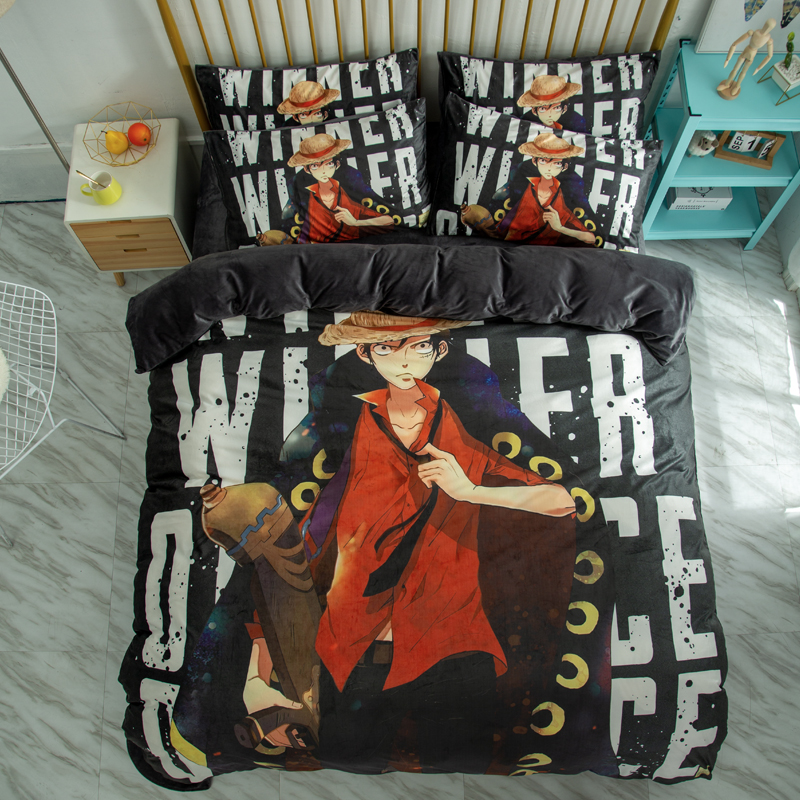Blackish GreenCartoon comic Naruto sheet Four piece suit Yu Zhibo Weasel Quilt cover sheet dormitory Three piece set thickening keep warm