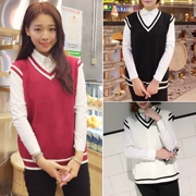Xuân 2018 Hàn Quốc ulzzang áo gió đại học không tay áo cổ chữ V vest vest len ​​áo len nữ sinh