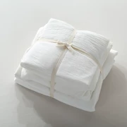 Rửa bông quilt cover sheets pillowcase giường, bông giường đơn giản kẻ sọc cotton đôi duy nhất màu rắn phong cách Nhật Bản