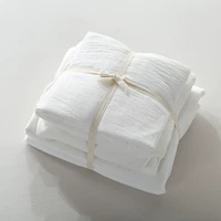 Rửa bông quilt cover sheets pillowcase giường, bông giường đơn giản kẻ sọc cotton đôi duy nhất màu rắn phong cách Nhật Bản chăn hè cho bé