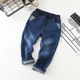 Mùa xuân và mùa thu quần bé trai và bé gái cotton co giãn dệt kim denim đơn quần lỏng lẻo 88011 - Quần jean