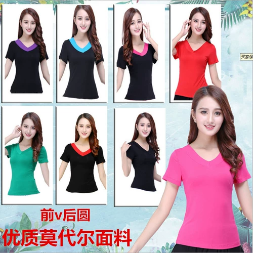 Летний лонгслив, танцующая спортивная одежда, для среднего возраста, короткий рукав