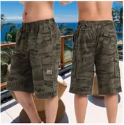 Đàn ông trung niên ngụy trang quần cắt cạp quần short trung niên chất béo quần rộng bãi biển giản dị cộng với phân bón để tăng quần