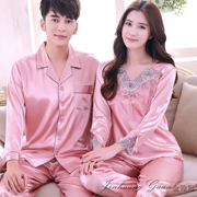 Vài băng lụa đồ ngủ nam giới và phụ nữ đất mùa xuân và mùa thu mùa hè sexy XL dài tay quay tơ tằm nhà dịch vụ hai mảnh