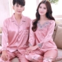 Vài băng lụa đồ ngủ nam giới và phụ nữ đất mùa xuân và mùa thu mùa hè sexy XL dài tay quay tơ tằm nhà dịch vụ hai mảnh đồ bộ nam