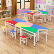 Màu sắc tiểu học và trung học bàn đào tạo bàn ghế kết hợp đồ nội thất trường hình thang bàn tư vấn lớp nghệ thuật trẻ em bàn nghệ thuật - Nội thất giảng dạy tại trường