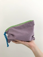 Контрастная сумка для макияжа в клетку (фиолетовая сетка)