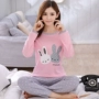 Đồ ngủ đặc biệt hàng ngày của phụ nữ mùa xuân và mùa thu dài tay cotton kích thước lớn dễ thương hoạt hình đầy đủ phần mỏng dịch vụ nhà phù hợp với mùa đông và mùa hè đồ bộ ngủ