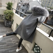 Hàn Quốc 2018 mùa đông mới lông lớn cổ áo len dài áo khoác nữ phiên bản Hàn Quốc của áo khoác len học sinh dày - Trung bình và dài Coat