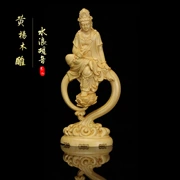Gỗ chạm khắc phòng khách xe miễn phí Đồ trang trí Guanyin Zen thủ công gỗ rắn chạm khắc sóng nước Guanyin Bao Ping - Trang trí nội thất