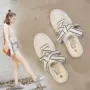 Giày lười nhỏ nữ màu trắng 2018 hè mới một đôi giày vải đa năng nữ phiên bản Hàn Quốc nửa kéo giày trắng thủy triều giầy thể thao nữ đẹp