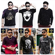 Cộng với phân bón XL nam dài tay T-Shirt đáy áo lớn phần mỏng lòng từ bi chất béo chất béo loose shirt 200 kg