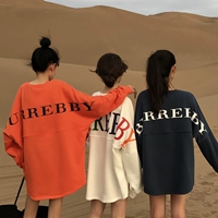 Phụ nữ mang thai xuân hè 2018 phiên bản mới của Hàn Quốc áo sơ mi Hàn Quốc thời trang cỡ lớn rộng đáy áo thun cotton dài tay áo ngực bầu