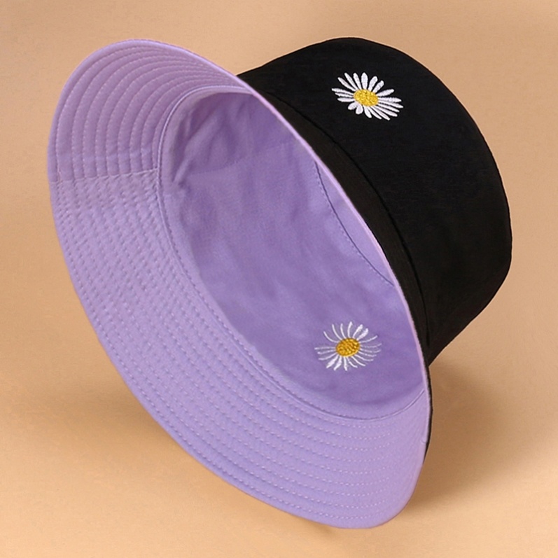 F26 Purple Black (Reversible)this year popular Of Hat new pattern 2021 Spring black two-sided  Women's hat Fisherman hat Cool young fashion
