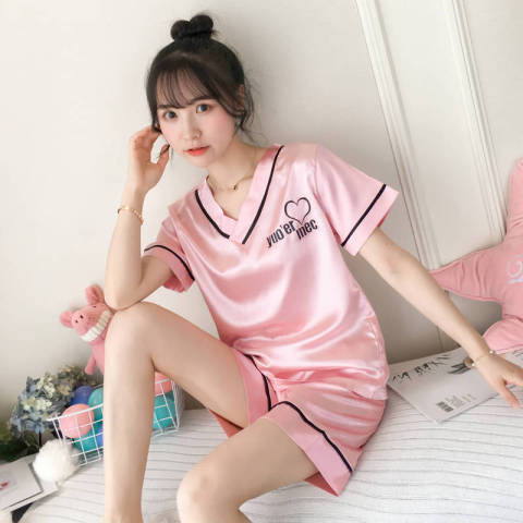 夏天两件套装睡衣女夏季冰丝短袖韩版学生可爱性感卡通家居服薄款