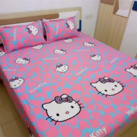 phòng đơn hello kitty hoạt hình lanh tờ trên twill giường quilt phòng ngủ đôi đơn - Khăn trải giường bộ ga giường everon