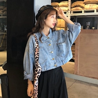 Áo khoác denim nữ mùa thu mới phiên bản Hàn Quốc của retro bf hoang dại gió ngắn đoạn ngắn áo khoác dài tay áo khoác sinh viên áo nữ