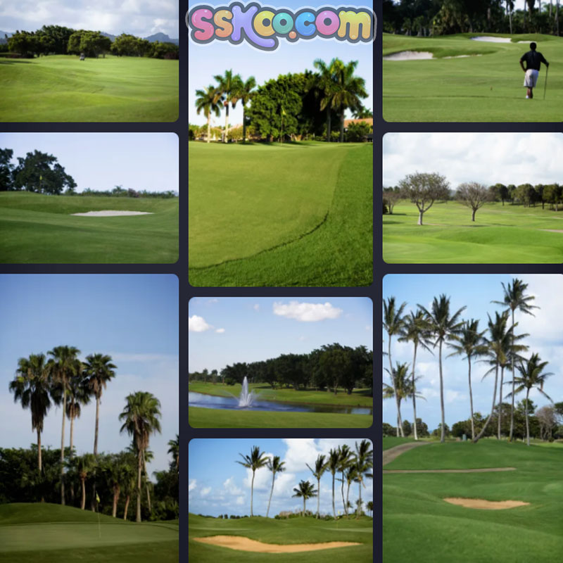 高尔夫球场插图场景照片风景壁纸高清4K摄影图片设计背景素材