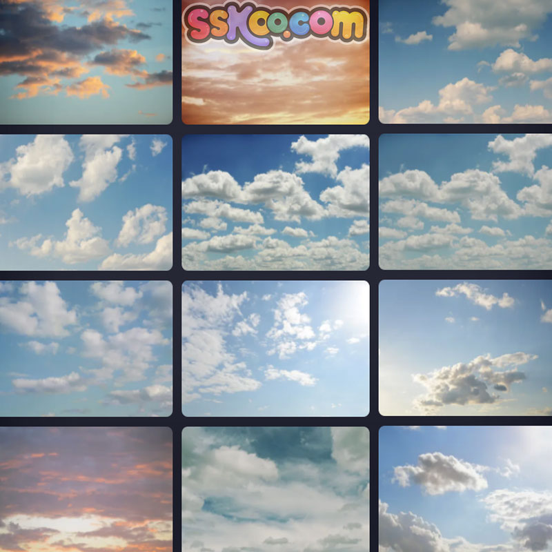 唯美天空蓝天白云插图照片风景壁纸高清4K摄影图片设计背景素材