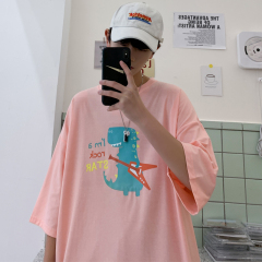 Hong Kong Style t-shirt men's short sleeve men's fashion brand top half sleeve men's fashion loose student printed T-shirt five sleeve summer