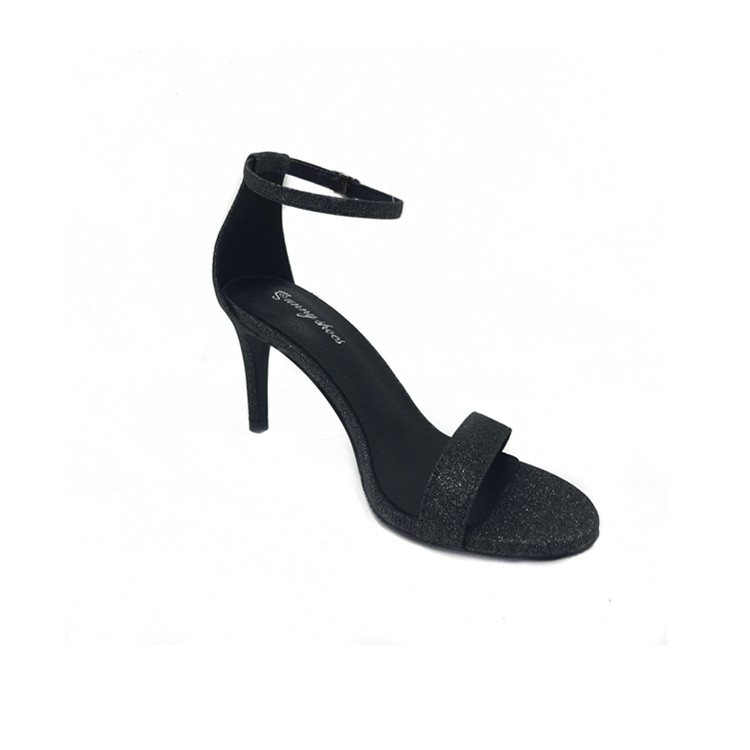 Flash Black (8Cm)Star of the same style 2018 summer new pattern one word Buckle Fine heel Sandals black Super high heel shoes female sexy Barefoot Versatile