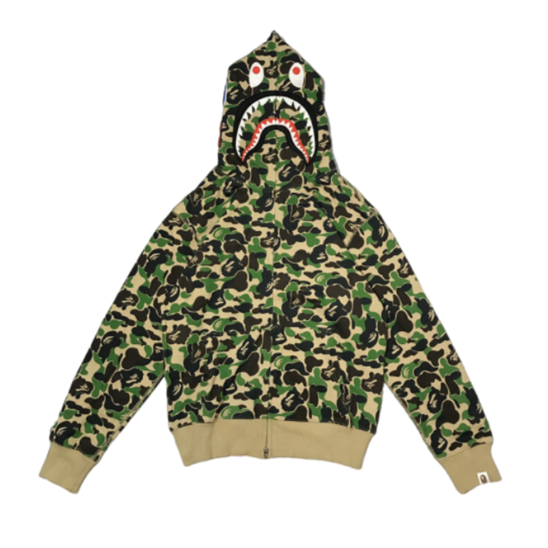 Camouflage Army GreenChaopai ins Go through Genuine BAPE loose coat shark camouflage Luminous Sweater men and women Couples dress Spring and Autumn Hoodie