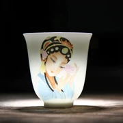 Tao cuộc sống 茗 tách trà kung fu cốc đơn tách trà gốm đặt đẹp bốn chén trà đẹp vẽ tay cốc màu xanh và trắng - Trà sứ