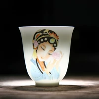 Tao cuộc sống 茗 tách trà kung fu cốc đơn tách trà gốm đặt đẹp bốn chén trà đẹp vẽ tay cốc màu xanh và trắng - Trà sứ ấm trà thủy tinh