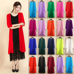 Lưới áo choàng cardigan của phụ nữ phần dài mùa hè phần mỏng kem chống nắng quần áo voan bên ngoài băng lụa khăn choàng coat dài tay áo