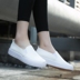 Da một chân của phụ nữ giày mùa xuân và mùa hè sinh viên giày vải không thấm nước PU phẳng giày lười đặt chân giản dị nhỏ màu trắng giày thủy triều Plimsolls