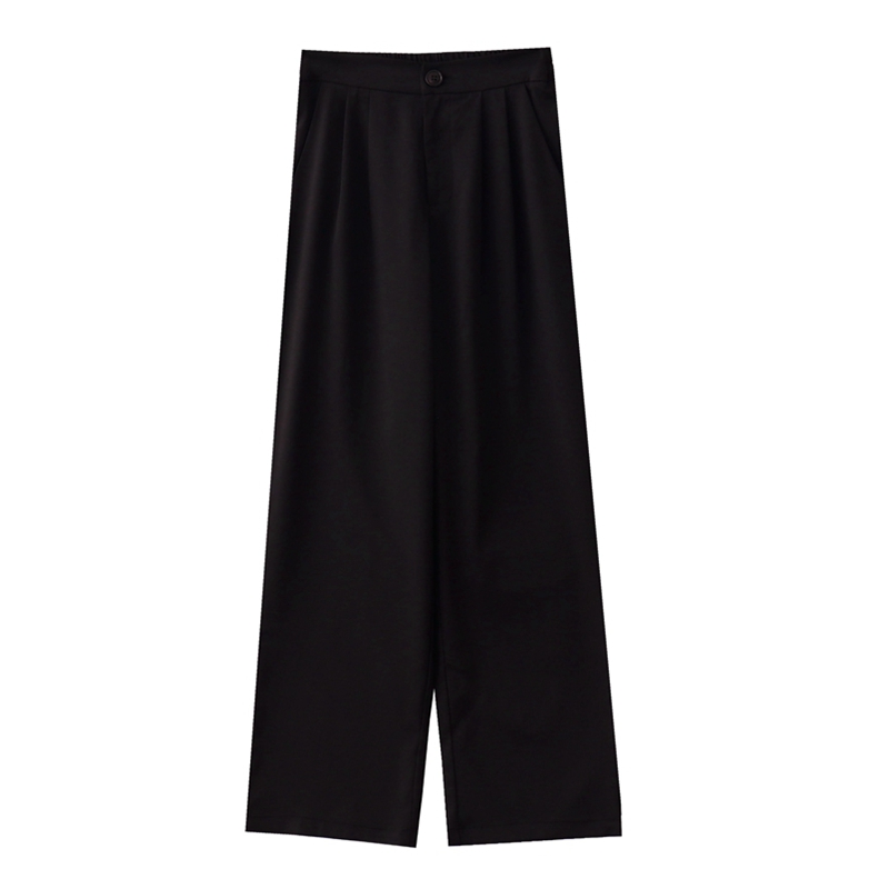 Versatile Blackthe republic of korea Retro High waist Sagging sensation easy Show thin Straight tube Wide leg pants Versatile black Mopping trousers Casual pants Western-style trousers