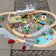 Gỗ trẻ em linh vật đào tạo đồ chơi thiết lập cậu bé đường sắt tốc độ cao xe điện xe lửa tàu lượn - Đồ chơi điều khiển từ xa