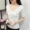 2018 mùa hè mới Hàn Quốc phiên bản của tính khí tinh khiết trắng V-Cổ chữ thập tay áo của phụ nữ năm điểm tay áo Slim áo len