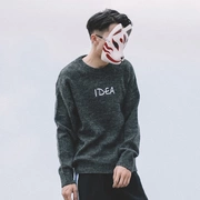 Thanh niên dễ cháy IDEA áo len thêu chữ đơn giản nam 2018 quần áo thu đông mới