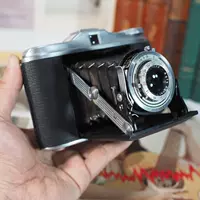 Западный антикварный Agfa Механическая скучная карманная карманная кожаная складная камера затвора работа с пучкой пучкой