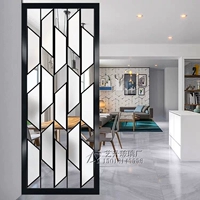 Индивидуальная художественная стеклянная экрана Ветряная дверь гостиная перегородка с двойным световым матовым мастерством 3D Стальное стиль.