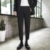 Quần xuân nam phong cách quần âu Hồng Kông phiên bản Hàn Quốc của xu hướng tự tu luyện quần kẻ sọc nam thẳng quần dài chín điểm - Quần Quần