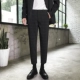 Quần xuân nam phong cách quần âu Hồng Kông phiên bản Hàn Quốc của xu hướng tự tu luyện quần kẻ sọc nam thẳng quần dài chín điểm - Quần