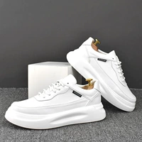 Белая обувь на платформе для отдыха, белые спортивные универсальные высокие кроссовки в английском стиле для кожаной обуви, коллекция 2021, из натуральной кожи