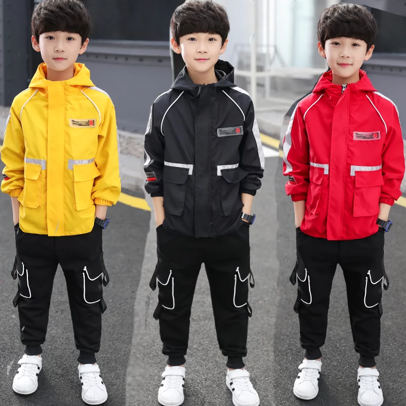 Bộ đồ cho bé trai mùa thu và phong cách phương Tây 2019 mới vừa và lớn cho trẻ em áo len thể thao quần áo trẻ em hai mảnh xuân hè Hàn Quốc - Phù hợp với trẻ em