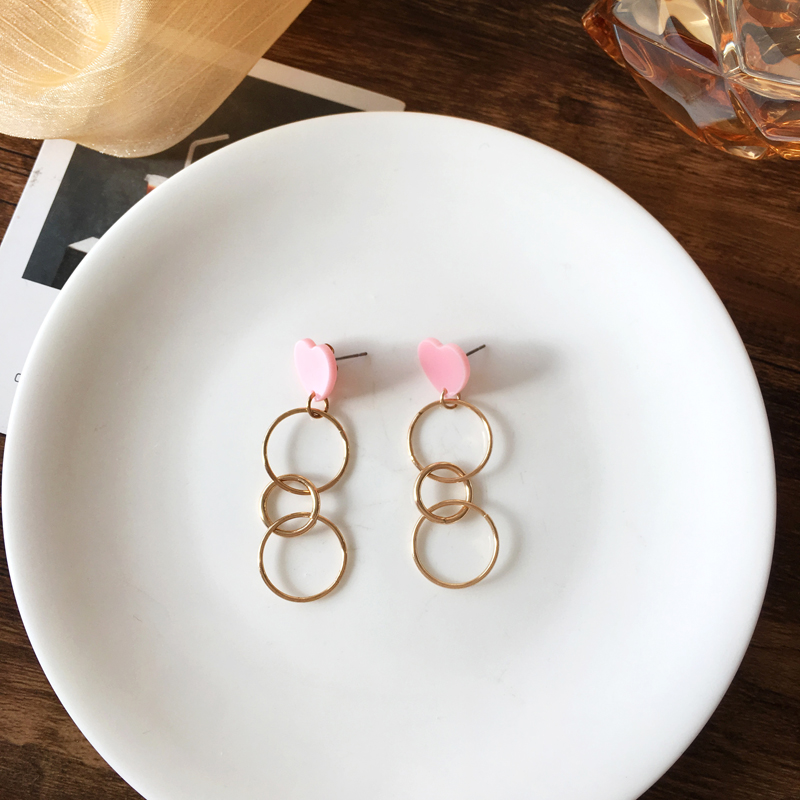 Bright YellowSpecial Offer feedback temperament Spring and summer new pattern love Pearl Earrings Sweet Versatile Earrings Collection girl Ear Studs Ear clip