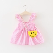 Trẻ em mặc bé gái váy mùa hè trẻ em sọc backless dress 0 một 1-2-3 tuổi cô gái công chúa váy mùa hè