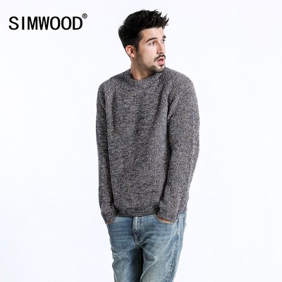 Quần áo nam Simwood 2018 thu đông mới Áo len nam châu Âu và Mỹ hỗn hợp áo len cổ tròn - Áo len