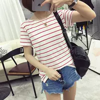 Thai sản đầm mùa hè lỏng ngắn tay bông t- shirt Hàn Quốc phiên bản của phụ nữ mang thai là mỏng mùa hè 2018 mới t- áo sơ mi nữ thủy triều dam bau