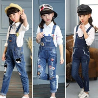 Cô gái denim bib 2019 mùa thu mới trẻ em quần denim đại dương cậu bé lớn mùa xuân và mùa thu quần bé gái - Quần jean quần áo trẻ con