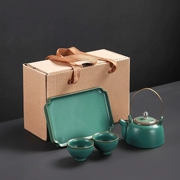 Bộ bùn đầy đủ của bộ trà Kung Fu phong cách Nhật Bản 2 người nhỏ du lịch tươi đặt bộ dầm nồi một nồi hai chén trà phụ kiện - Trà sứ