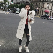 Medan 2019 phiên bản Hàn Quốc mới của áo khoác mùa đông nữ thủy triều siêu lửa trong phần dài của cotton oversize - Bông